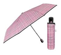 Regenschirm Damen Automatik Auf Zu mit 2 Farben - Frauen Taschenschirm Sturmfest Windischer - Reise Mini Regen Schirm Klein Taschenregenschirm - Durchmesser 98 cm - Perletti (Tweed Rosa)