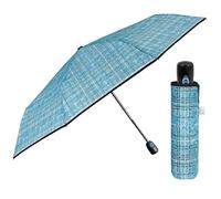 Regenschirm Damen Automatik Auf Zu mit 2 Farben - Frauen Taschenschirm Sturmfest Windischer - Reise Mini Regen Schirm Klein Taschenregenschirm - Durchmesser 98 cm - Perletti (Tweed Blau)