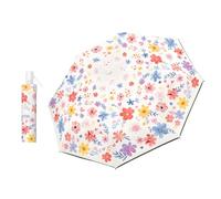 Regenschirm Kinder Mädchen mit Niedlichem Muster, Kinderschirm Reflektierend mit Schirmhülle & Auf-Zu-Automatik, Taschenschirm Winddicht Sturmfest für Jungen Leicht zu Transportieren-Blumen Pflanzen