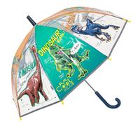 Regenschirm Kinder Transparent - Regenbogen Lustige Kinderschirm Reflektierend für Kleine Jungen 3 4 5 Jahre - Kinderregenschirm Durchsichtig Farbig Sicher - Durchmesser 64 cm - Perletti (Dinos)