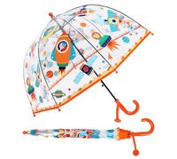 Regenschirm Kinderschirm Stockschirm, Windsicher Robustheit Regen Regenschirm Transparent, Kinderregenschirm Durchsichtig Junge Mädchen, Kuppel-Blasenschirm Durchmesser=70cm Tierische Raumschiffe