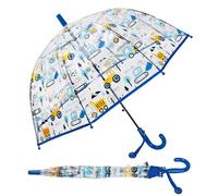 Regenschirm Kinderschirm Stockschirm, Windsicher Robustheit Regen Regenschirm Transparent, Kinderregenschirm Durchsichtig Junge Mädchen, Kuppel-Blasenschirm Durchmesser=70cm Technische Fahrzeuge