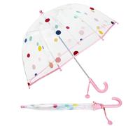 Regenschirm Kinderschirm Stockschirm, Windsicher Robustheit Regen Regenschirm Transparent, Kinderregenschirm Durchsichtig Junge Mädchen, Kuppel-Blasenschirm Durchmesser=70cm (Rosa Polka Dots)