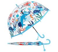 Regenschirm Kinderschirm Stockschirm, Windsicher Robustheit Regen Regenschirm Transparent, Kinderregenschirm Durchsichtig Junge Mädchen, Kuppel-Blasenschirm Durchmesser=70cm Unterwasserwelt