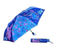 Regenschirm Klappschirm Stitch und Angel Disney Zubehör Regenschirm Klappschirm Kinder Fiberglas Gestell Automatisches Öffnen, blau