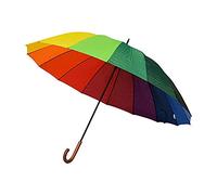 Regenschirm lang Damen XXL für Zwei Personen - Regenbogen - Happy Rain Regenschirm, lang, Durchmesser 130 cm, sehr robust, 16 Streben, Mehrfarbig