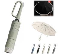 Regenschirm mit Ringschnalle, tragbarer faltbarer Regenschirm für Regen und Sonne, Ringschnalle, vollautomatischer Regenschirm, reflektierender Sicherheitsstreifen, winddichter Regenschirm für Damen