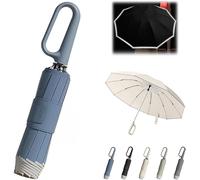 Regenschirm mit Ringschnalle, tragbarer faltbarer Regenschirm für Regen und Sonne, Ringschnalle, vollautomatischer Regenschirm, reflektierender Sicherheitsstreifen, winddichter Regenschirm für Damen