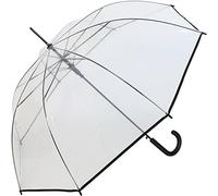 Regenschirm Schirm durchsichtig transparent mit Einfassband dunkelblau