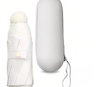 Regenschirm,Sonnenschirm,Mini Regenschirm UV Regenschirm,Umgekehrter Faltschirm für Herren und Damen, Zusammenklappbar Kompakt Reiseschirm mit Kapsel Fall,6 Rippen für Männer Frauen und Kinder