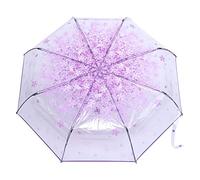 Regenschirm Transparent mit Blumen, Kinderregenschirme Kleine Mädchen Damen Regen Schirm mit Muster Blumen Leicht Durchsichtig Windfest Reiseschirm Durchmesser 93 cm (Helles