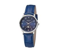 REGENT Damen Armbanduhr Analog Lederarmband blau UR2112552 Analoguhr