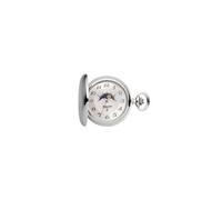 Regent Taschenuhr verchromt analog Quartz Mondphase silberfarben P-730