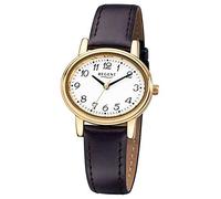 REGENT 77984519 - Damenuhr, Lederband braun, braun, Streifen