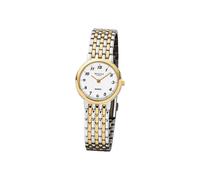Regent Damen-Armbanduhr Elegant Analog Edelstahl-Armband silber gold Quarz-Uhr Ziffernblatt weiß URF1048