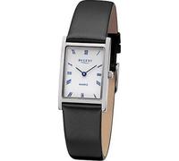 Regent Damen-Armbanduhr F-1300 – Rechteckig, Quarz, Mineralglas, Lederarmband, Schwarz