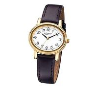 Regent Armbanduhr Damenuhren mit Lederarmband-Kollektion Damen-Uhr mit Leder-Armband braun analoges Quarzwerk D1URF577