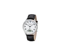 Regent Funkuhr »URBA446 Herren Uhr BA-446 Leder Funkwerk«, (Analog-Digitaluhr), Herren Funkuhr rund, groß (ca. 40mm), Edelstahl, Elegant