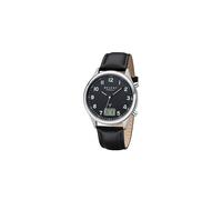 Regent Funkuhr »URBA447 Herren Uhr BA-447 Leder Funkwerk«, (Analog-Digitaluhr), Herren Funkuhr rund, groß (ca. 40mm), Edelstahl, Elegant