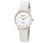 Regent BA-842 Damenuhr Edelstahl Vergoldet/Keramik Weiß Ø 34 mm