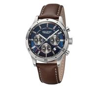 REGENT Chronograph Edelstahl mit Lederband Datum 5 Bar BA-823