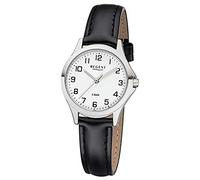 Regent Damenuhr 2112418 – Quarzuhr Miyota 2035, Kunstleder-Armband – schwarz/weiß