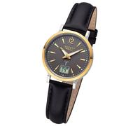 Regent Damen Armbanduhr Analog-Digital Lederarmband schwarz URFR283