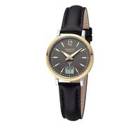 REGENT Damen Armbanduhr Analog-Digital Lederarmband schwarz URFR283 Analoguhr