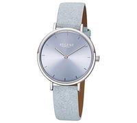 REGENT Damen-Armbanduhr Edelstahl analog Quarz Lederband blau F-1136
