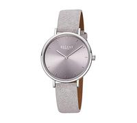 REGENT Damen-Armbanduhr Edelstahl analog Quarz Lederband grau F-1137
