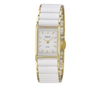 REGENT Damen-Armbanduhr Edelstahl Vergoldet/Keramik Weiß F-1582