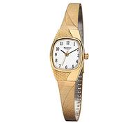 Regent Damen-Armbanduhr Elegant Analog Edelstahl-Armband gold Quarz-Uhr Ziffernblatt weiß URF624