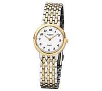 Regent Damen-Armbanduhr Elegant Analog Edelstahl-Armband silber gold Quarz-Uhr Ziffernblatt weiß URF1048