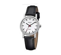 Regent Damen-Armbanduhr Elegant Analog Leder-Armband schwarz Quarz-Uhr Ziffernblatt weiß URF824