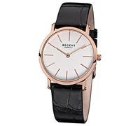 Regent Damen-Armbanduhr Elegant Analog Leder-Armband schwarz Quarz-Uhr Ziffernblatt weiß URF831
