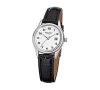 Regent Damen-Armbanduhr Elegant Analog Leder-Armband schwarz Quarz-Uhr Ziffernblatt weiß URF833