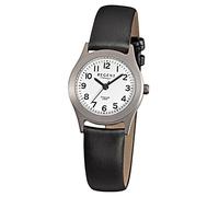 Regent Damen-Armbanduhr Elegant Analog Leder-Armband schwarz Quarz-Uhr Ziffernblatt weiß URF871
