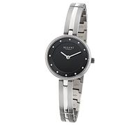 Regent Damen-Armbanduhr Elegant Analog Titan-Armband silber Quarz-Uhr Ziffernblatt schwarz URF1102