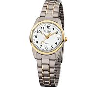 Regent Damen Armbanduhr F-428 Edelstahl Grau-Gold 26 mm 5 Bar