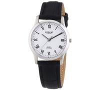 Regent Quarzuhr Damen-Armbanduhr schwarz Analog, (Analoguhr), Damen Armbanduhr rund, Lederarmband schwarz