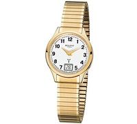 Regent Damenfunkuhr FR208 Analog-Digital Quarz Edelstahl-Armband vergoldet 12030082