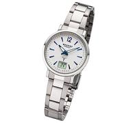 Regent Damen Funkuhr Analog-Digital Metallarmband silber URFR267
