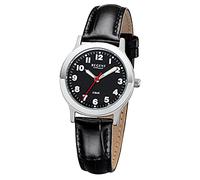 Regent Damen Herren-Armbanduhr Elegant Analog Leder-Armband schwarz Quarz-Uhr Ziffernblatt schwarz URF1071
