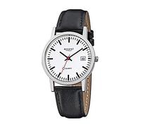 REGENT Damen Herren Lederarmband Uhr schwarz F-794 Quarzuhr D2URF794 EIN schönes Geschenk zu Weihnachten, Geburtstag, Valentinstag für die Frau, für den Mann