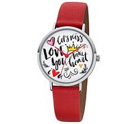 Regent Damen Uhr Scribble Look BA-513 Leder Armbanduhr Fancyline rot URBA513