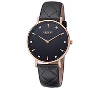 REGENT Damenarmbanduhr Edelstahl IPR mit Lederband schwarz BA-576