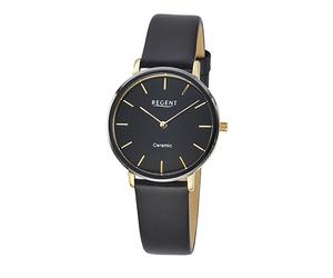 REGENT - Damenarmbanduhr von Regent F-1586 mit schwarzen Zifferblatt und Keramik