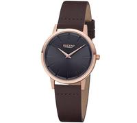 REGENT Damenuhr 03P38FL-01B, anthrazit/rosé, mit Lederband