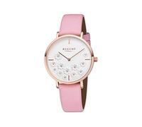 REGENT Damenuhr 36 MM mit Blüten Design Zifferblatt Rosegoldfarben/Rosa BA-593