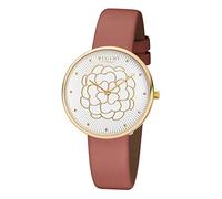 REGENT Damenuhr 36 MM mit Blüten Motiv Weiß/Braun BA-605